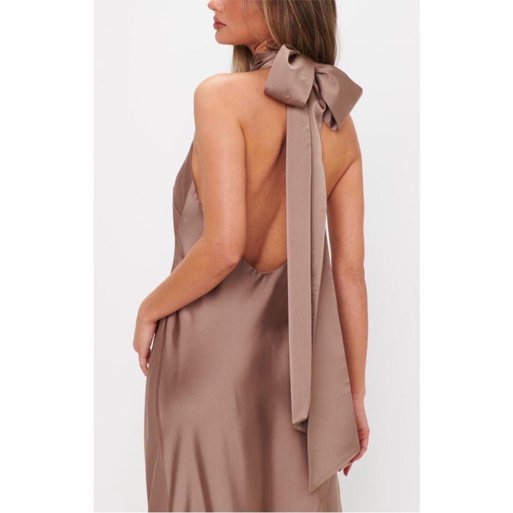 NWOT show me your mumu Lisa Halter Maxi Dress bridesmaid fabric flaw - Picture 2 of 6